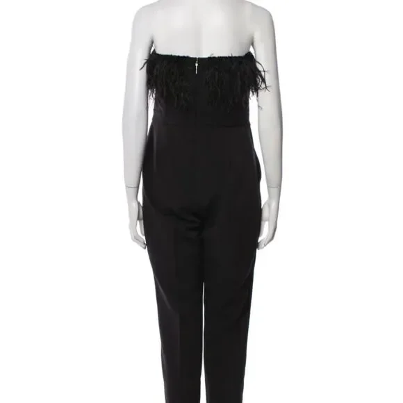 NWT Anthropologie SAYLOR Jane Feathers Strapless Jumpsuit Black Sz 16 - Picture 9 of 14